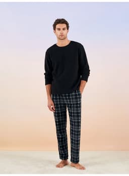 Standard Pattern Plaid Fleece Men's Pajamas Set 2