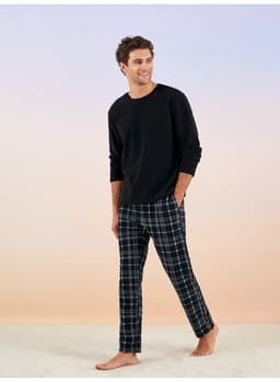 Standard Pattern Plaid Fleece Men's Pajamas Set 3