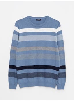 Crew Neck Long Sleeve Striped Men's Knitwear Sweater 4