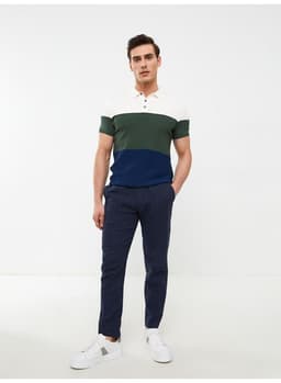 Polo Collar Short Sleeve Color Block Men's Knitwear Sweater 2