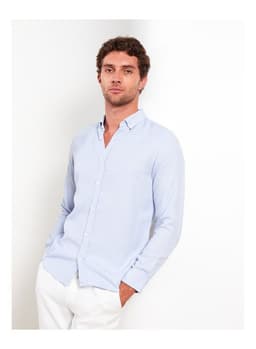 Slim Fit Long Sleeve Dobby Men's Shirt 1