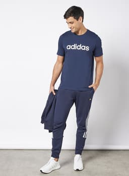 Essentials Embroidered Linear Logo T-Shirt Navy 1