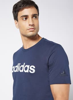 Essentials Embroidered Linear Logo T-Shirt Navy 3